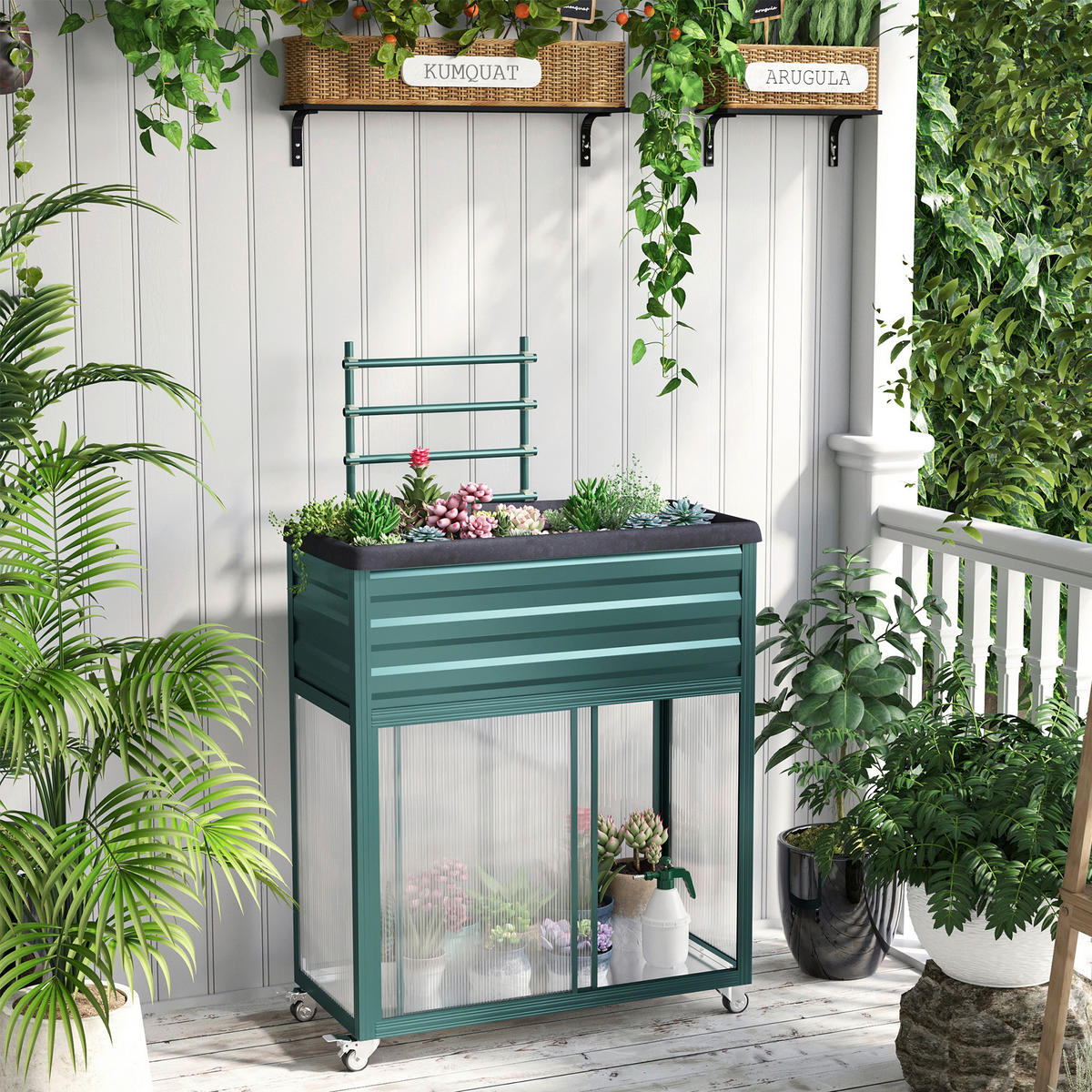 Outsunny Hochbeet grün Aluminium B/H/L: ca. 40x135x85 cm Hochbeet - grün (85,00/40,00/135,00cm) - Outsunny
