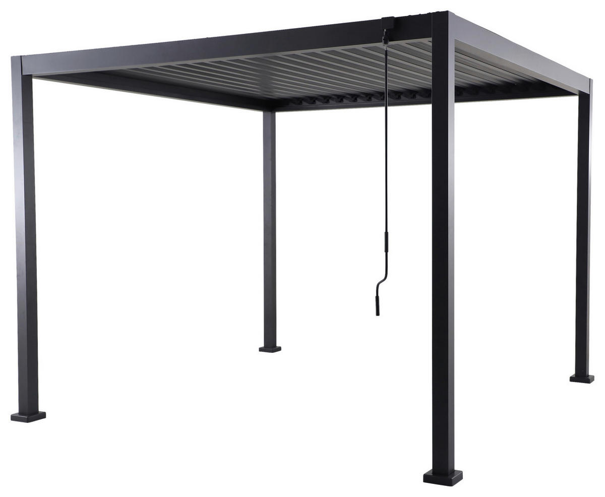 Pergola dunkelgrau Stahlrohr B/H/L: ca. 300x236x300 cm Pergola_mit_Lamellendach - dunkelgrau (300,00/300,00/236,00cm)