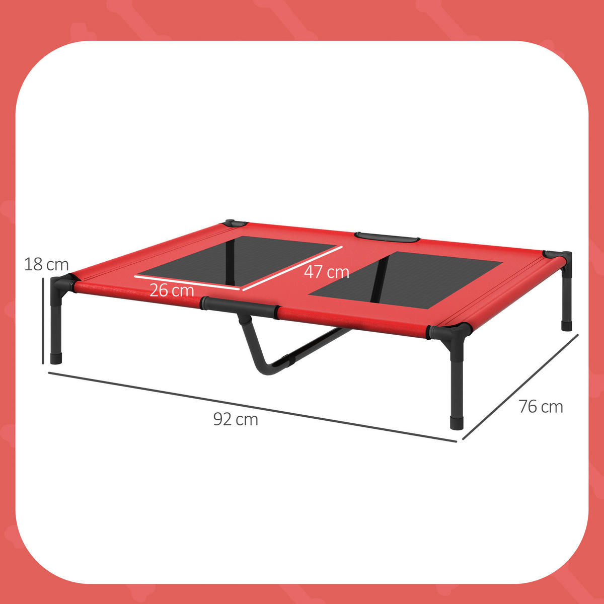 PawHut Hundeliege rot Metall B/H/L: ca. 76x18x92 cm Hundeliege - rot (92,00/76,00/18,00cm) - PawHut