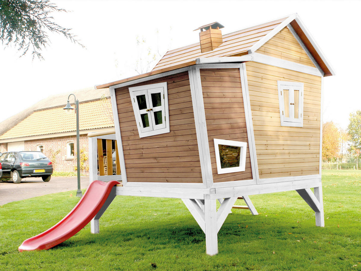 AXI Spielhaus Emma braun B/H/L: ca. 349x227x193 cm Emma - braun/weiß (193,00/349,00/227,00cm) - AXI