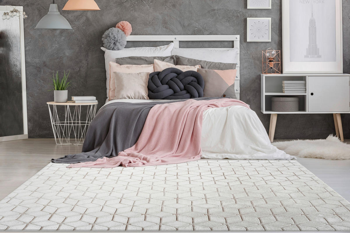 360Living Teppich Vivica taupe B/L: ca. 120x160 cm Vivica - weiß/taupe (120,00/160,00cm) - 360Living