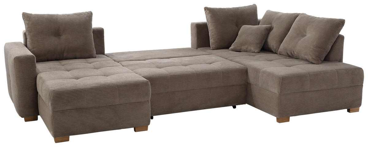 Wohnlandschaft taupe Microfaser B/H/T: ca. 313x92x200 cm Abby_Wohnlandschaft - Eiche/taupe (313,00/92,00/200,00cm)