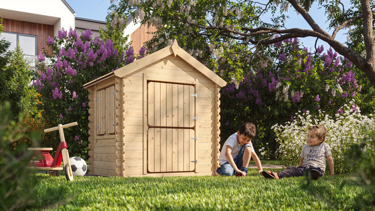 Timbela Kinderspielhaus M516 natur B/H/L: ca. 146x143x112 cm M516 - natur (112,00/146,00/143,00cm) - Timbela