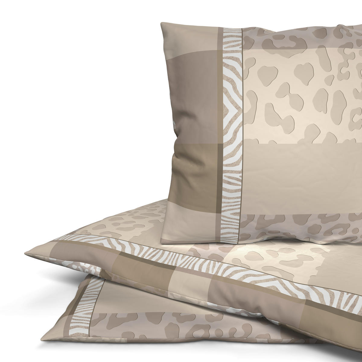 Baumwoll Bettwäsche Cotton touch Bettwäsche_Cotton-Touch Leo - beige/braun (135,00/200,00cm) - Sensation