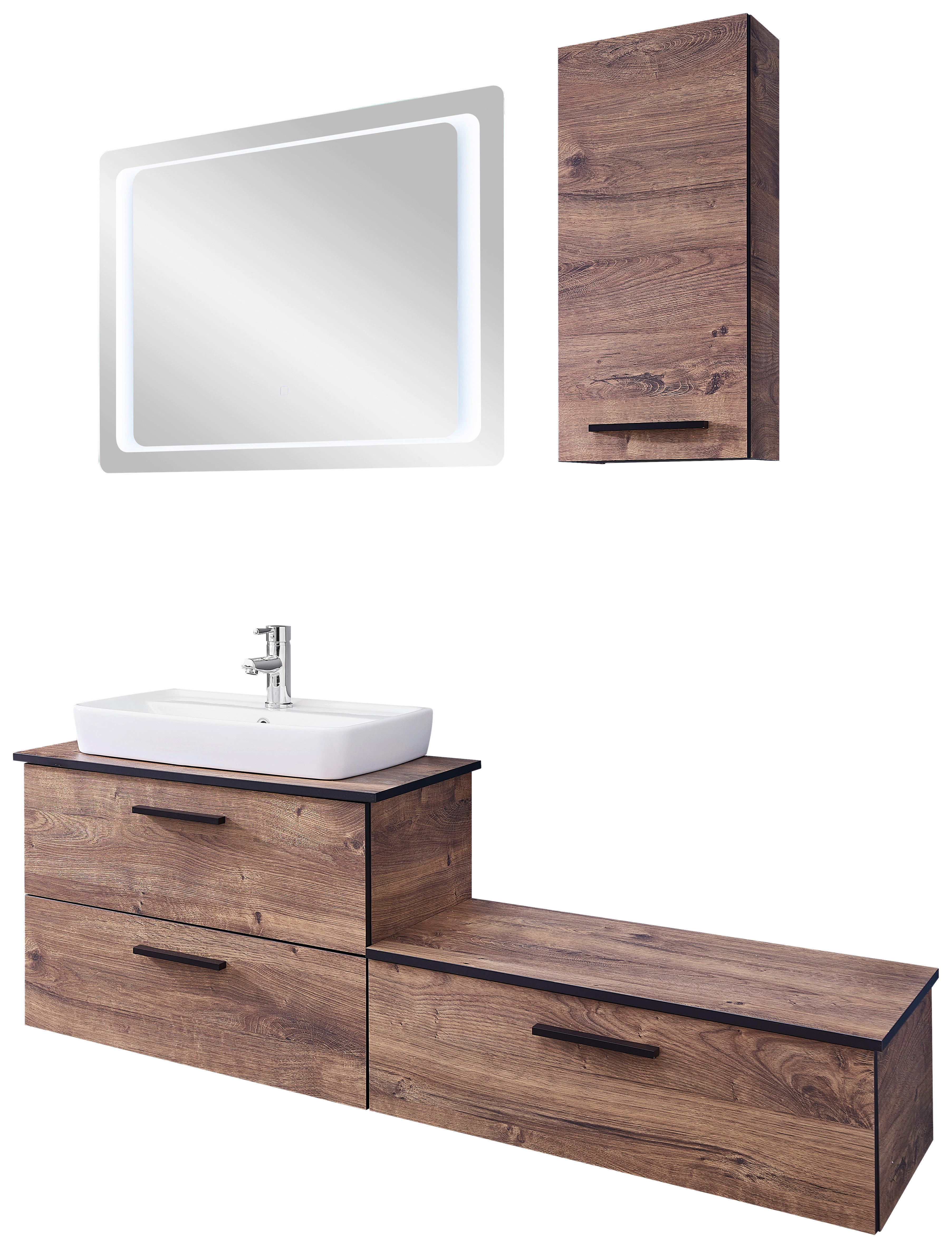 Badezimmer-Set Quickset 374 Eiche Ribeck Nachbildung B/H/T: ca. 142x200x44,5 cm