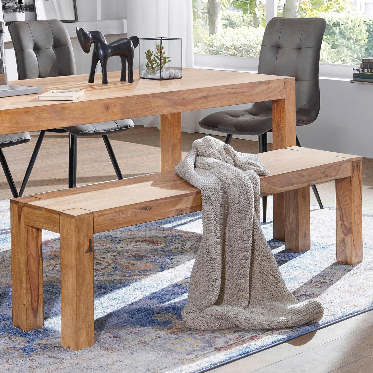 Sitzbank natur Akazie B/H/T: ca. 140x45x35 cm Sitzbank - natur (140,00/45,00/35,00cm) - Wohnling