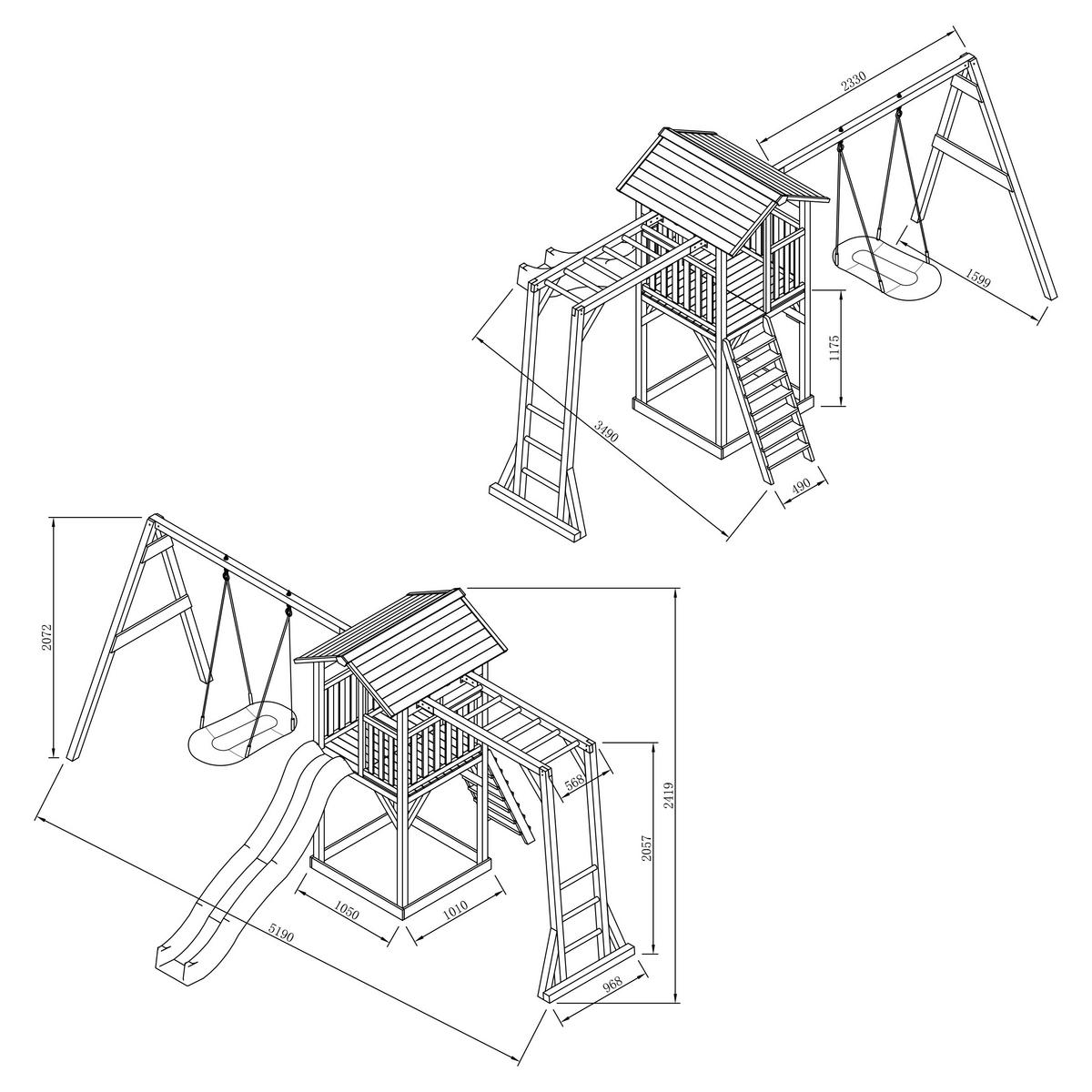 AXI Spielturm Beach Tower weiß B/H/L: ca. 519x242x349 cm Beach Tower - hellgrau/weiß (349,00/519,00/242,00cm) - AXI
