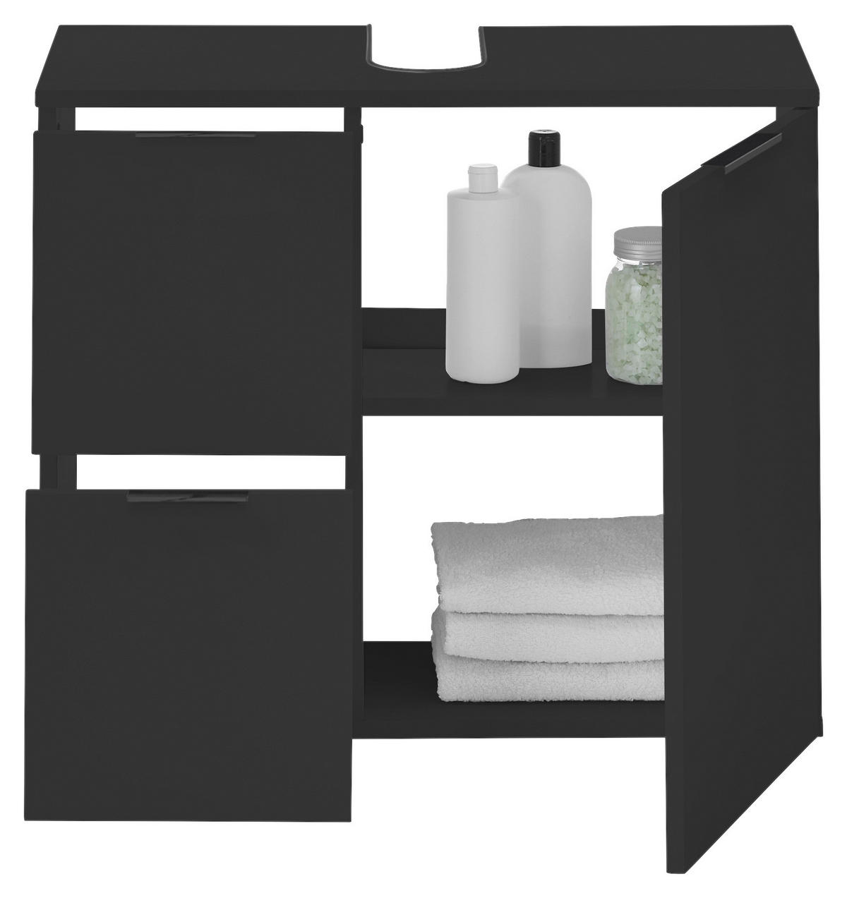 Waschbeckenunterschrank Porto schwarz B/H/T: ca. 70x60x35 cm Porto - schwarz (70,00/60,00/35,00cm)