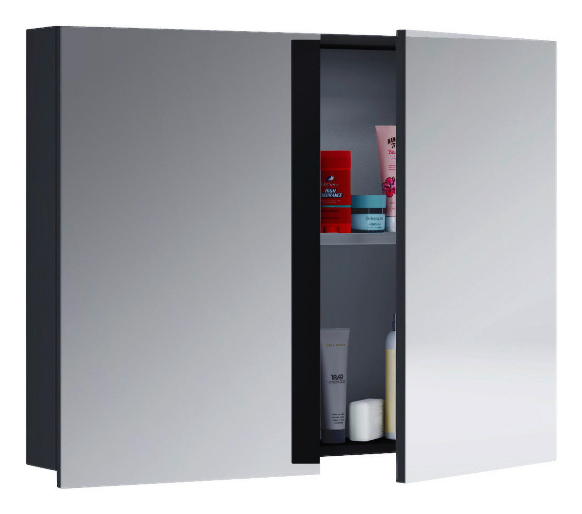 Spiegelschrank Badinos schwarz B/H/T: ca. 80x62x12 cm Badinos - schwarz (80,00/62,00/12,00cm) - VCM Möbel