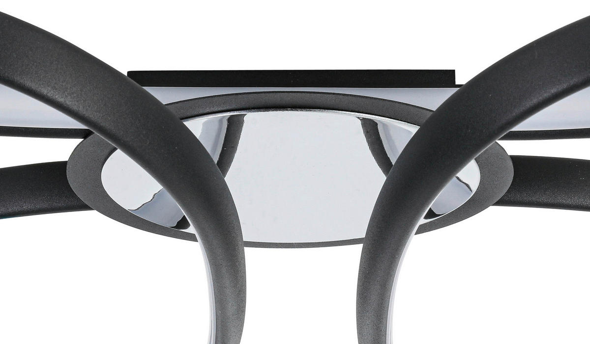 Nolo LED Deckenleuchte Chrom schwarz Kunststoff Metall B/H/L: ca. 48x12x48 cm 2 Brennstellen LED-Deckenleuchte_Markus - schwarz/Chrom (48,00/48,00/12,00cm) - Nolo