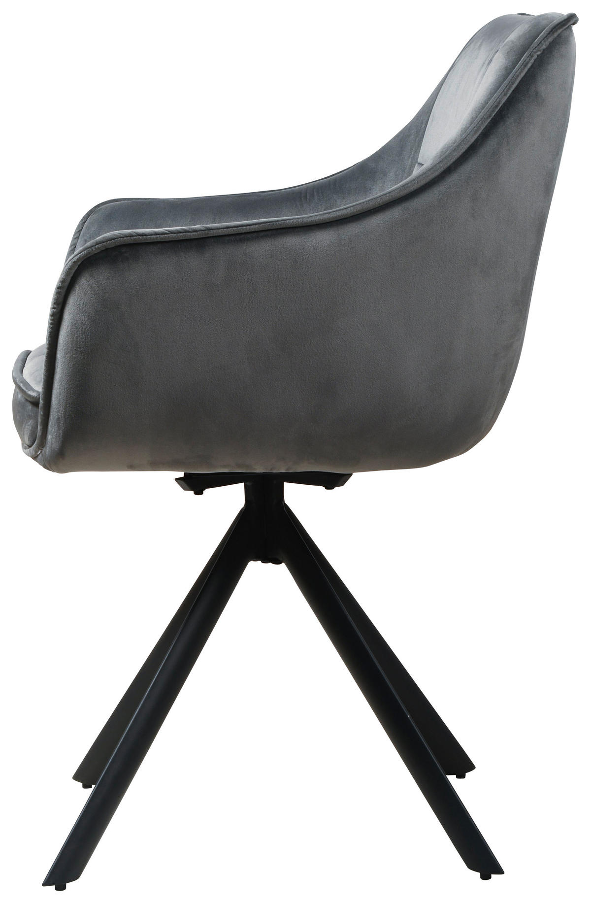 Armlehnstuhl Darwin dunkelgrau schwarz Samtoptik Metall B/H/T: ca. 61x95x60 cm Darwin - schwarz/dunkelgrau (61,00/95,00/60,00cm)