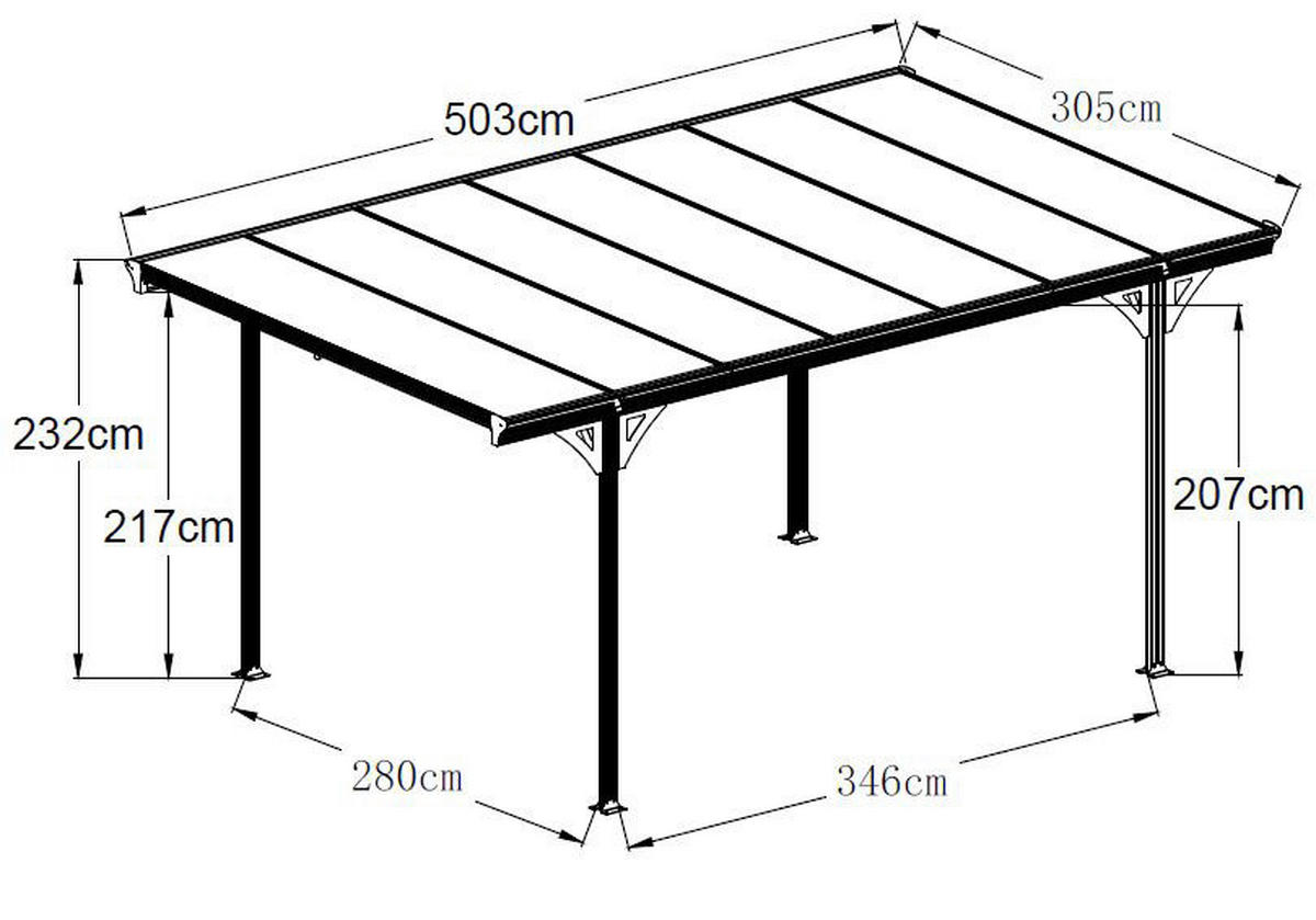 Westmann Carport 15m² B/H/L: ca. 305x232x503 cm 15m² - anthrazit (503,00/305,00/232,00cm) - Westmann