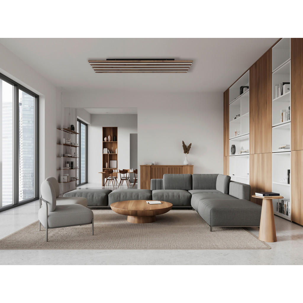 Thumbnail - GLOBO LED-Deckenleuchte HAYDEN 67347D5CCT schwarz MDF Metall Kunststoff B/H/L: ca. 30x6x120 cm 1 Brennstellen