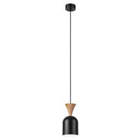Lamkur Hängeleuchte schwarz Eiche Stahl Holz B/H/L: ca. 11x102x11 cm E27 1 Brennstellen Nolan - Eiche/schwarz (11,00/11,00/102,00cm) - Lamkur