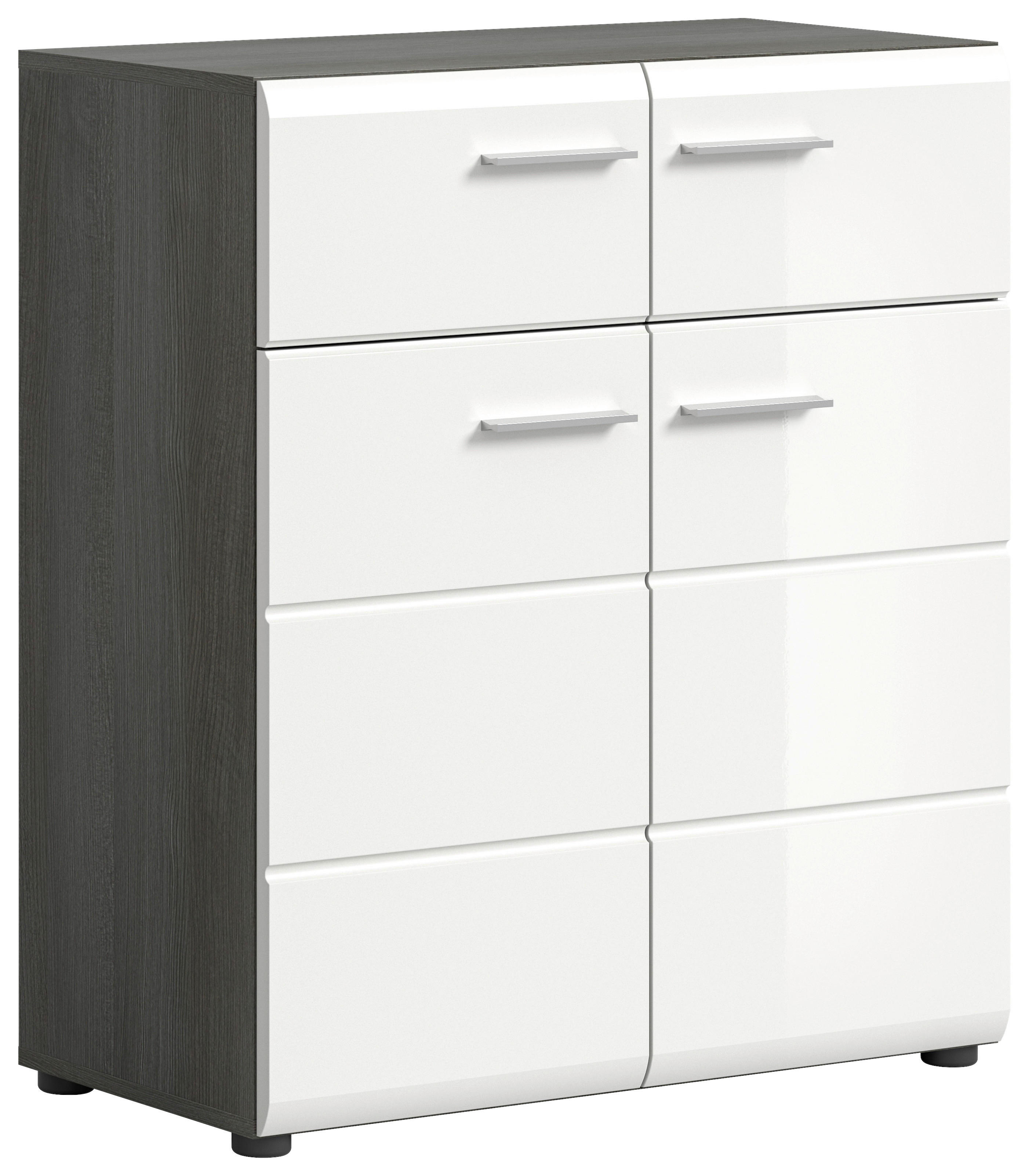 Schuhkommode SALSA Rauchsilber Nachbildung weiß Hochglanz B/H/T: ca. 80x90x37 cm SALSA - weiß (80,00/90,00/37,00cm) - xonox.home