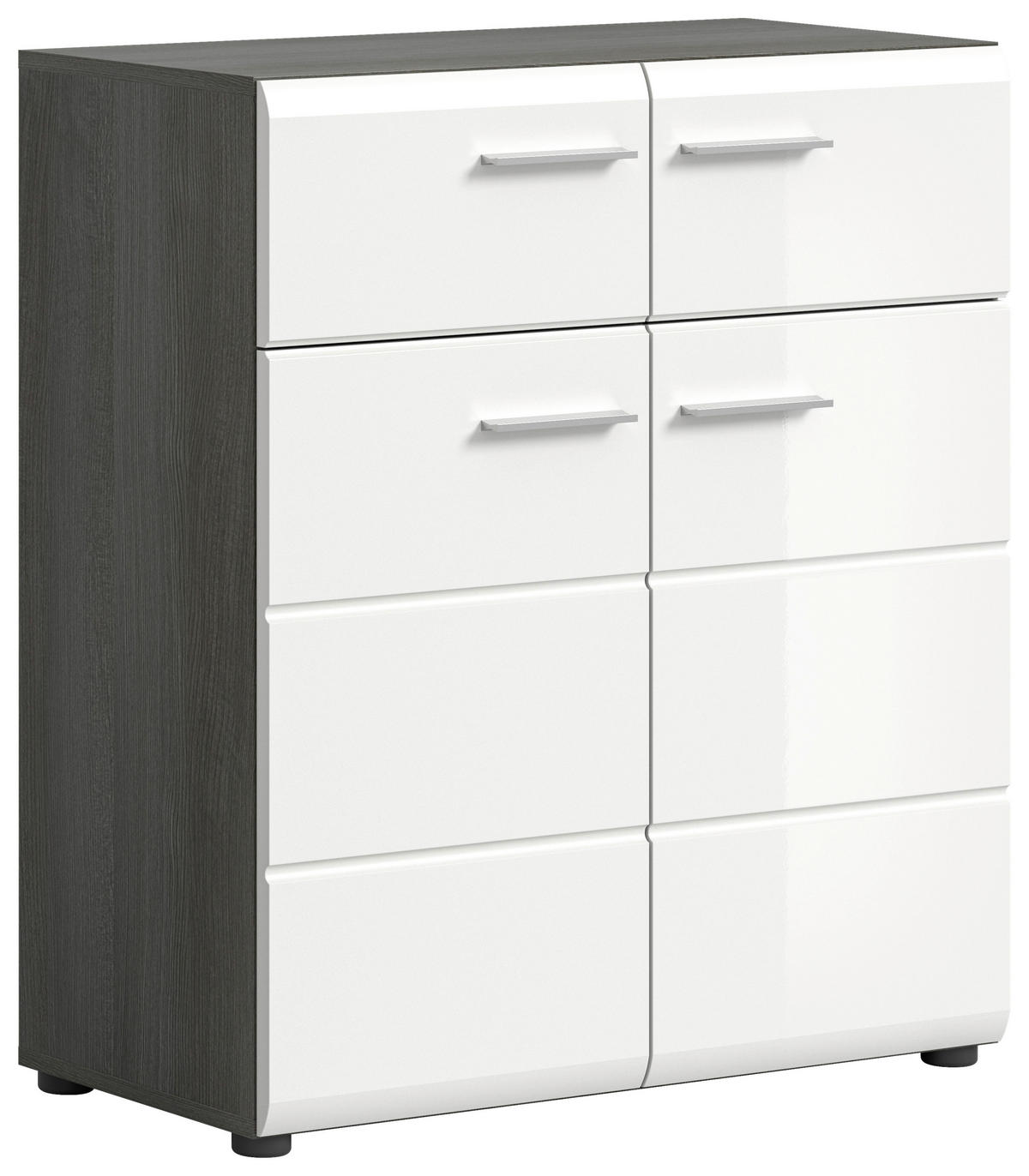 Schuhkommode SALSA Rauchsilber Nachbildung weiß Hochglanz B/H/T: ca. 80x90x37 cm SALSA - weiß (80,00/90,00/37,00cm) - xonox.home