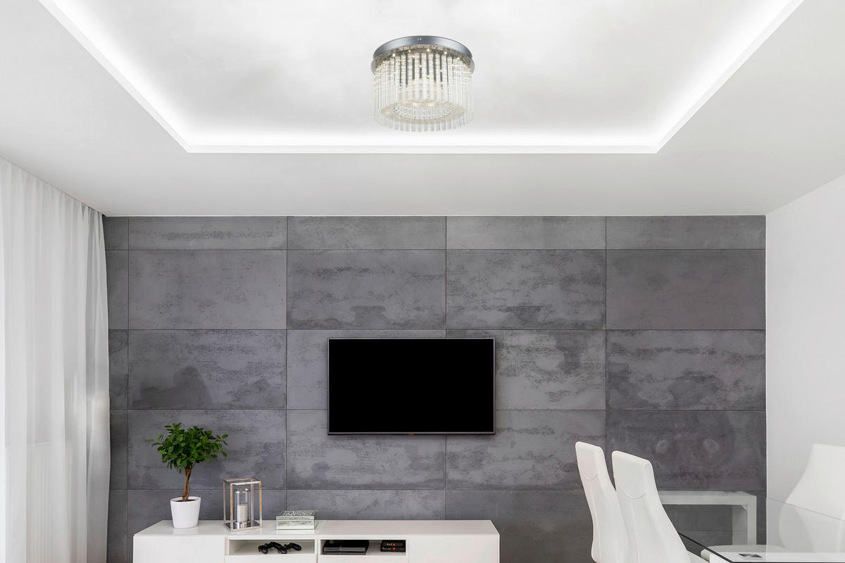 GLOBO LED-Deckenleuchte klar Chrom Glas Metall H/D: ca. 21,5x37 cm JOYCE - klar/Chrom (37,00/21,50cm) - GLOBO