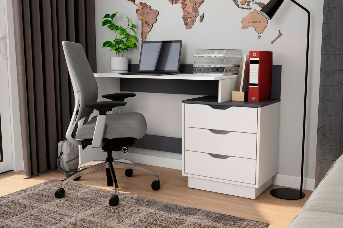 Schreibtisch BELFAST weiß anthrazit B/H/T: ca. 138x83,5x51,5 cm BELFAST - weiß/anthrazit (138,00/83,50/51,50cm) - byLIVING