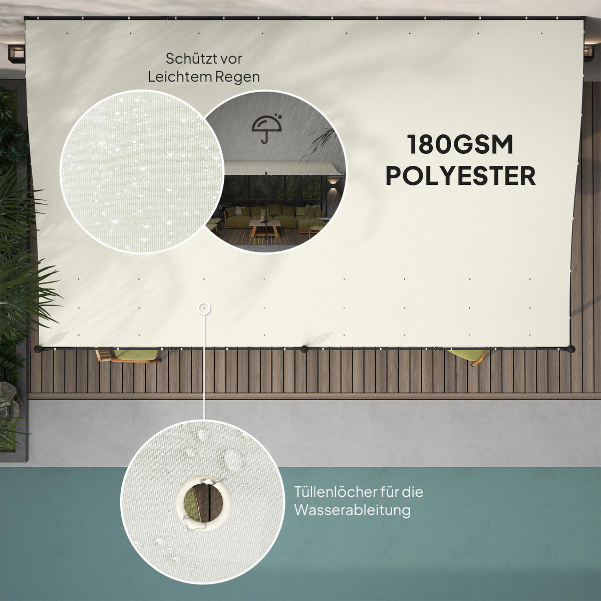 Outsunny Anbaupavillon cremeweiß Polyester B/H/L: ca. 298x253x491 cm Anbaupavillon - cremeweiß (491,00/298,00/253,00cm) - Outsunny