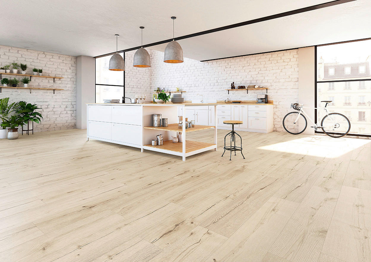 Click-Vinylboden Weisseiche ca. 2,618 m² im Paket  B/L: ca. 24,6x129 cm pro Paket Weisseiche ca. 2,618 m² im Paket - weiß (24,60/129,00cm)