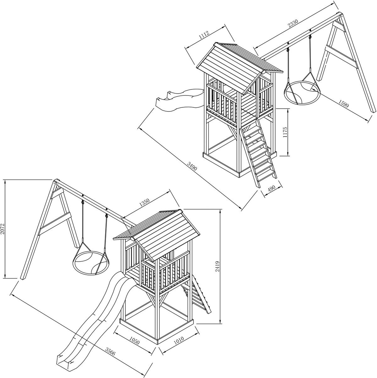 AXI Spielturm Beach Tower grau B/H/L: ca. 357x242x349 cm Beach Tower - braun/weiß (349,00/357,00/242,00cm) - AXI