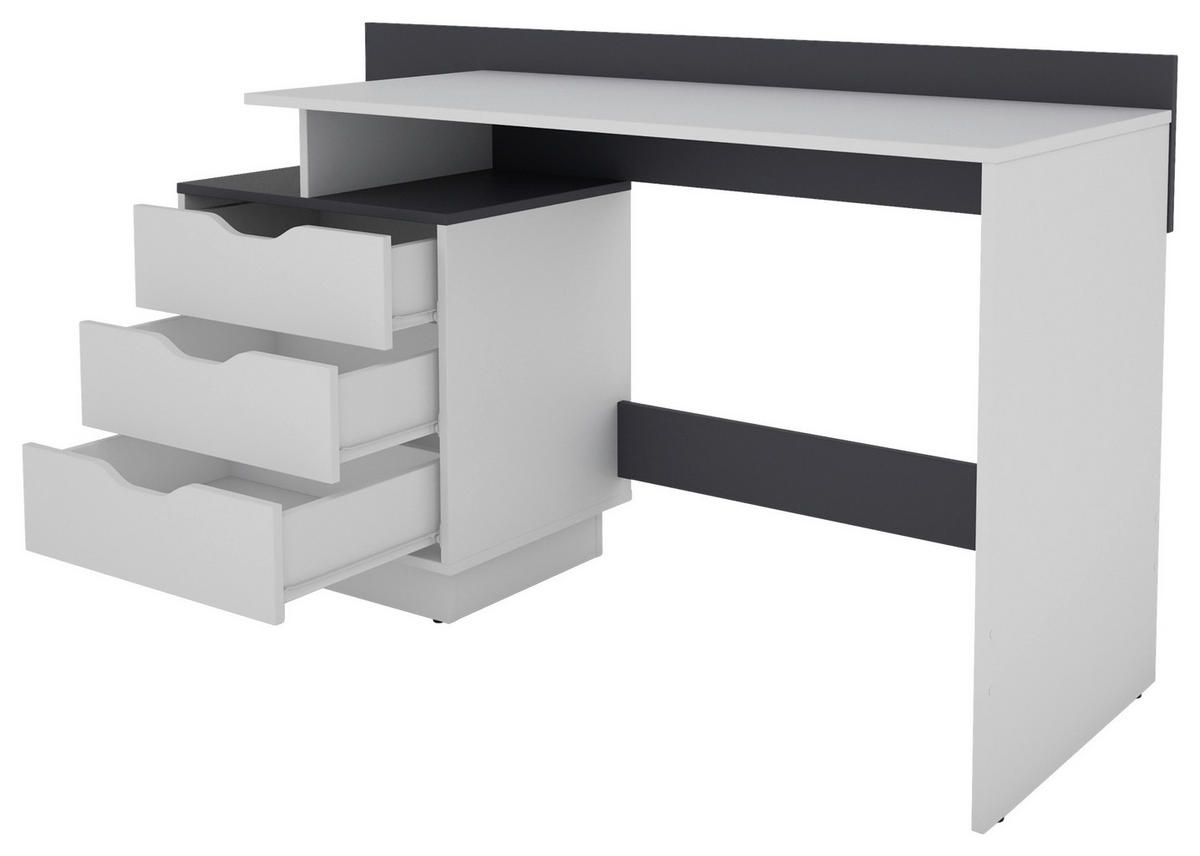 Schreibtisch BELFAST weiß anthrazit B/H/T: ca. 138x83,5x51,5 cm BELFAST - weiß/anthrazit (138,00/83,50/51,50cm) - byLIVING