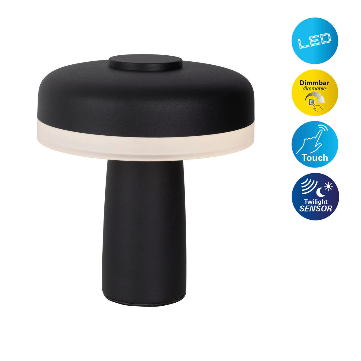 Näve Leuchten LED-Tischleuchte schwarz Kunststoff Metall B/H/T/D: ca. 15x16,5x15x15 cm PILU - schwarz (15,00/16,50/15,00cm) - Näve Leuchten