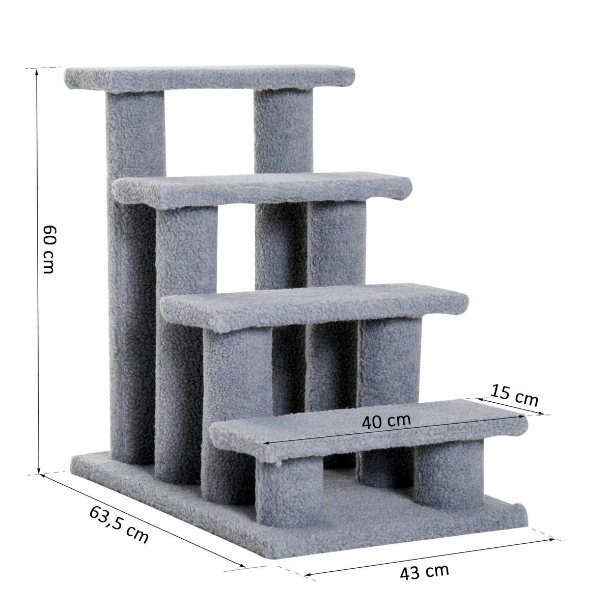 PawHut Katzentreppe grau Spanplatte B/H/L: ca. 43x60x64 cm Katzentreppe - grau (64,00/43,00/60,00cm) - PawHut