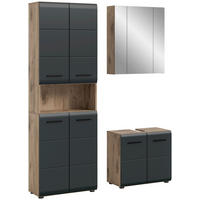 Badezimmer-Set Ice Nox Oak Nachbildung schwarz matt B/H/T: ca. 135x185x30 cm Ice - schwarz (135,00/185,00/30,00cm) - xonox.home