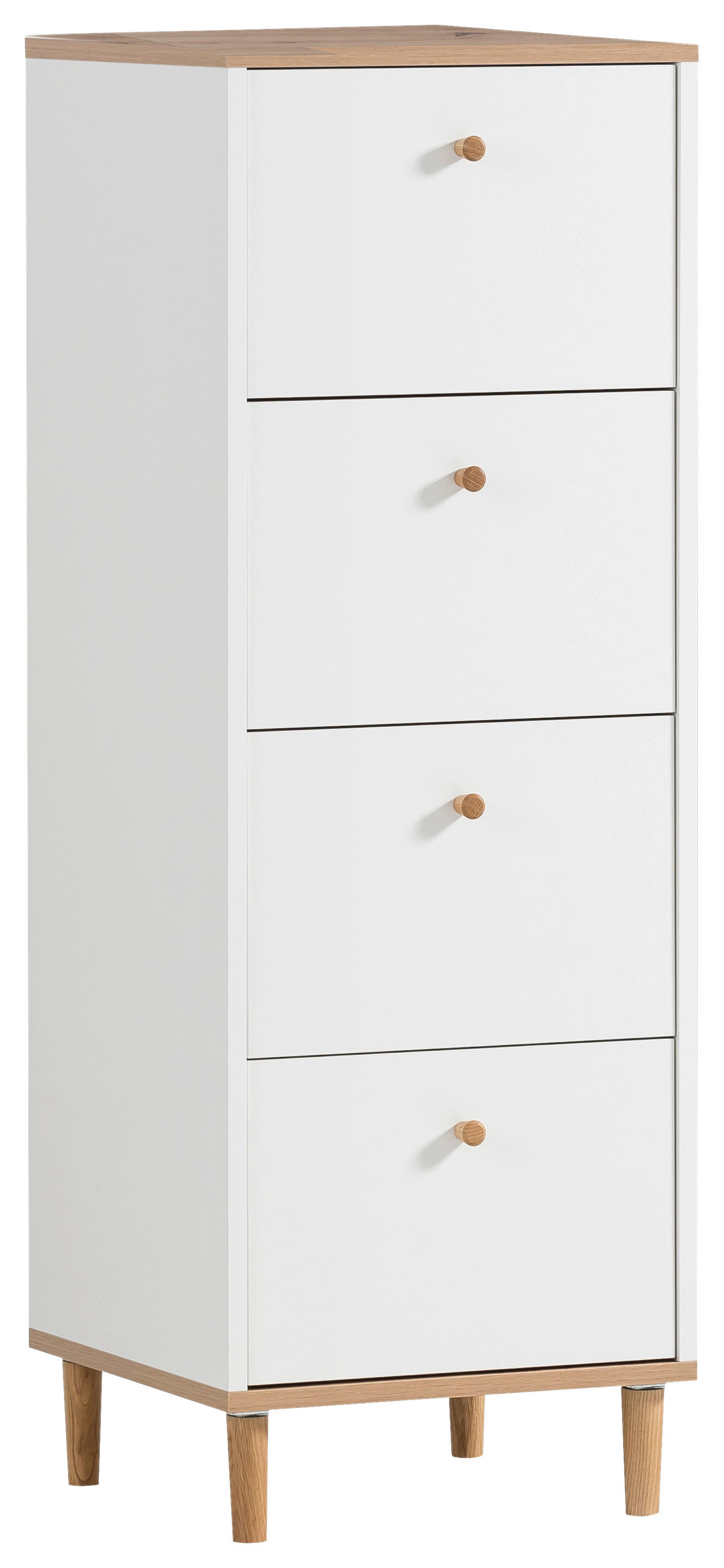 Kommode Hilda weiß matt Eiche Artisan Nachbildung B/H/T: ca. 40,1x116,7x40 cm Hilda - Eiche/weiß (40,10/116,70/40,00cm) - Möbelpartner