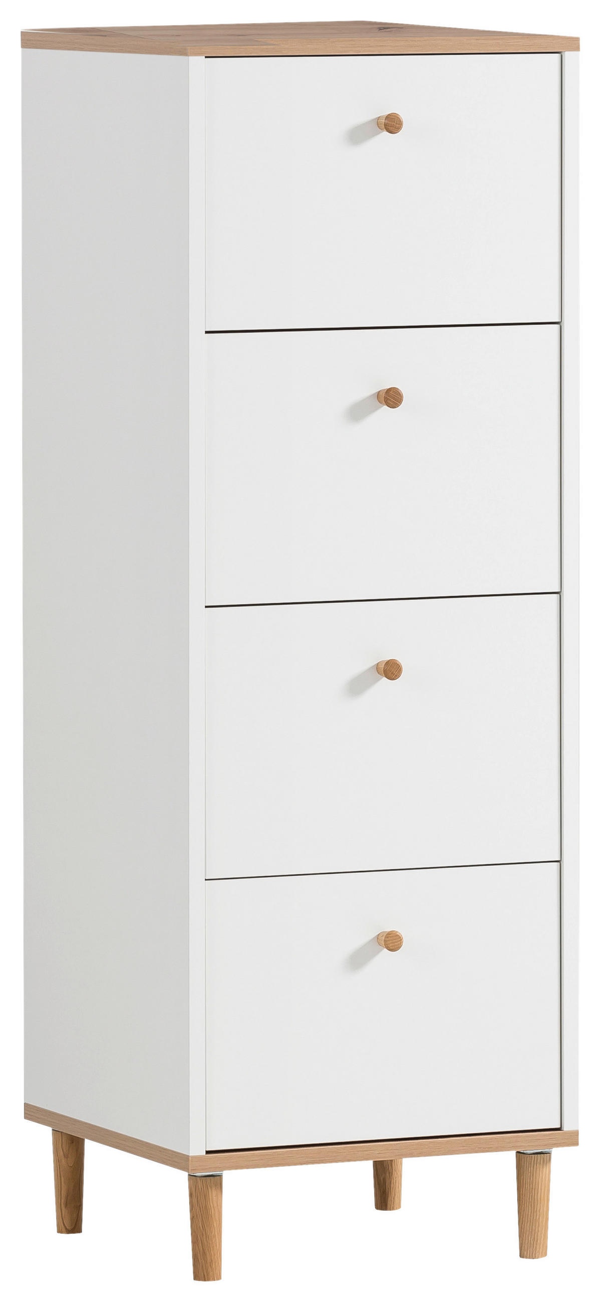Kommode Hilda weiß matt Eiche Artisan Nachbildung B/H/T: ca. 40,1x116,7x40 cm Hilda - Eiche/weiß (40,10/116,70/40,00cm) - Möbelpartner