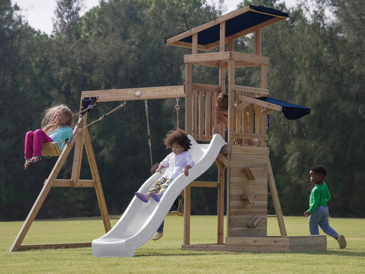 AXI Spielturm Malik weiß B/H/L: ca. 345x270x336 cm Malik - braun/weiß (336,00/345,00/270,00cm) - AXI