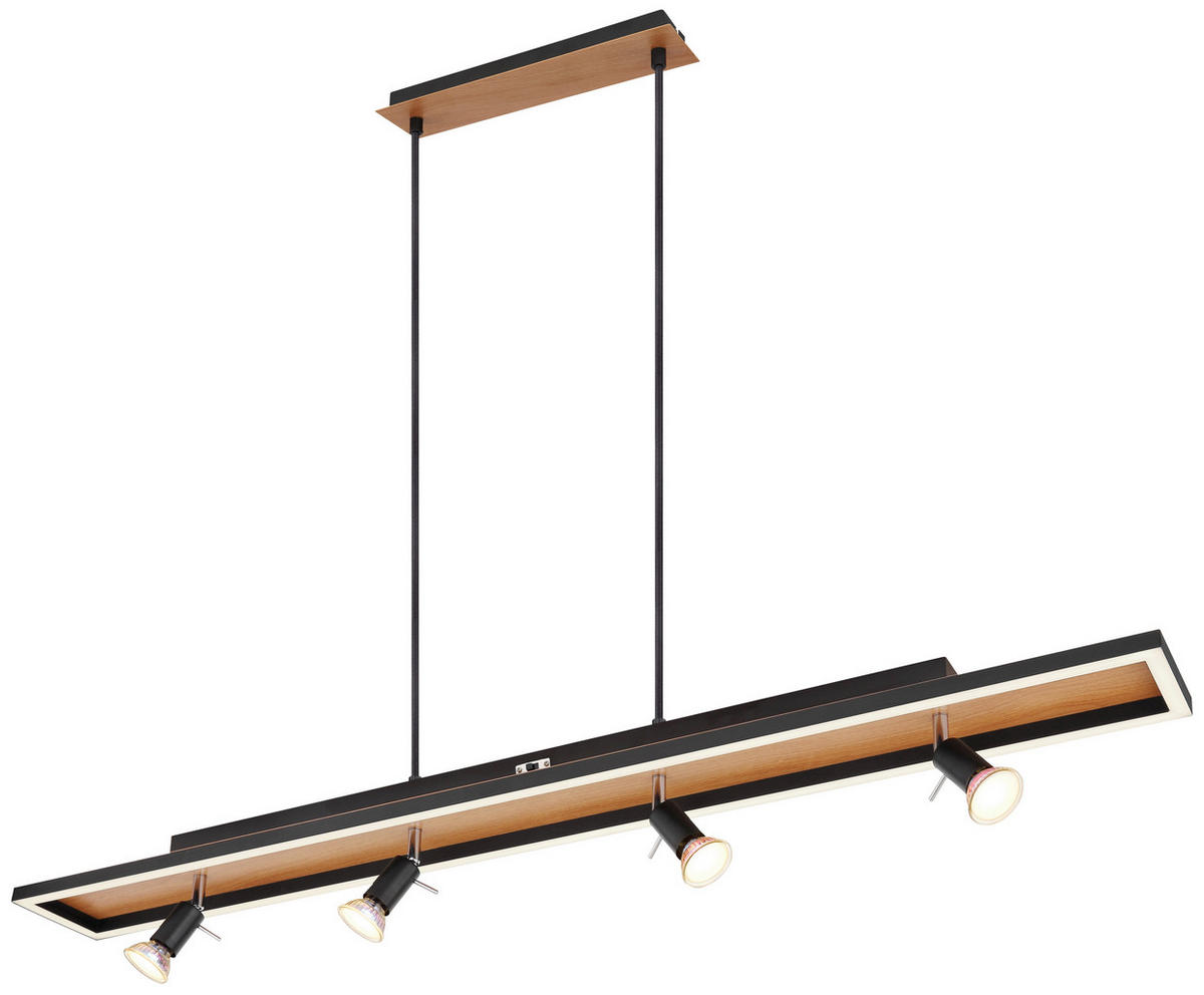 GLOBO Pendelleuchte 57034-4H Ida schwarz Opal Metall Kunststoff B/H/T: ca. 116x120x12 cm null 5 Brennstellen Ida - schwarz/Opal (116,00/120,00/12,00cm) - GLOBO