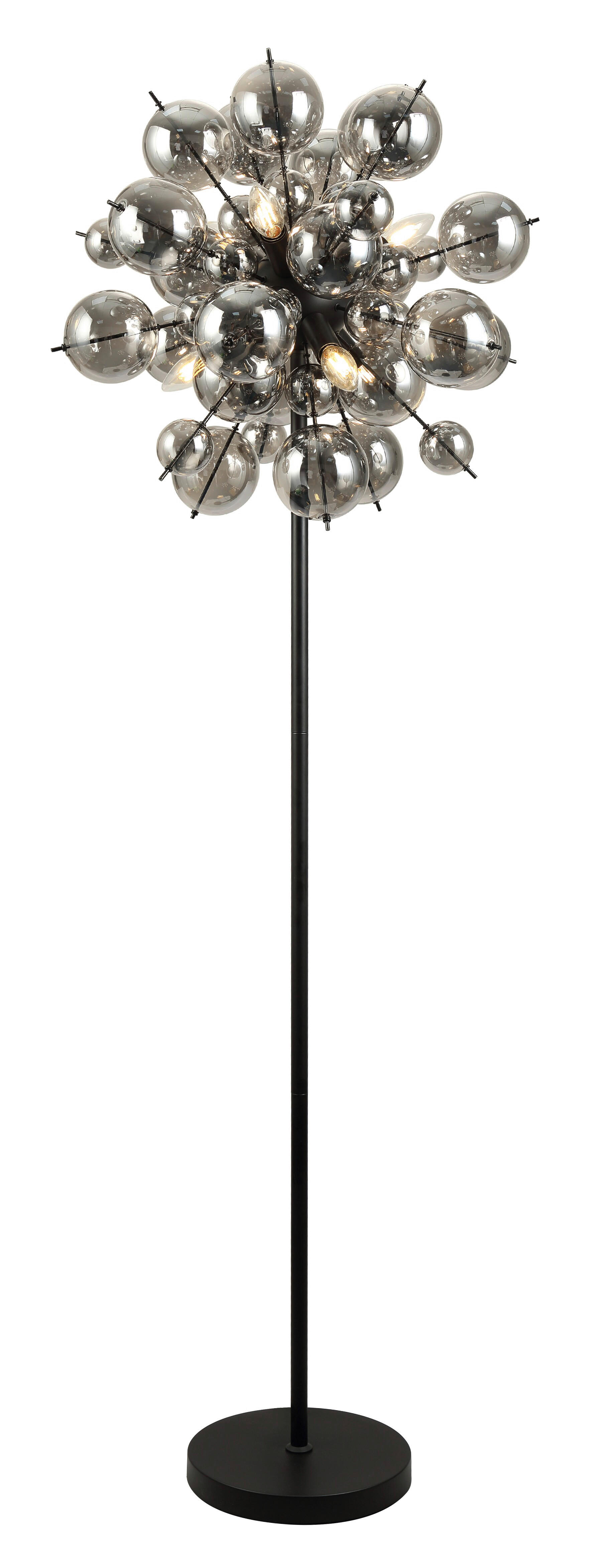 GLOBO Stehleuchte mattschwarz Metall Glas H/D: ca. 155x55 cm 6 Brennstellen 15633SS - mattschwarz (55,00/155,00cm) - GLOBO