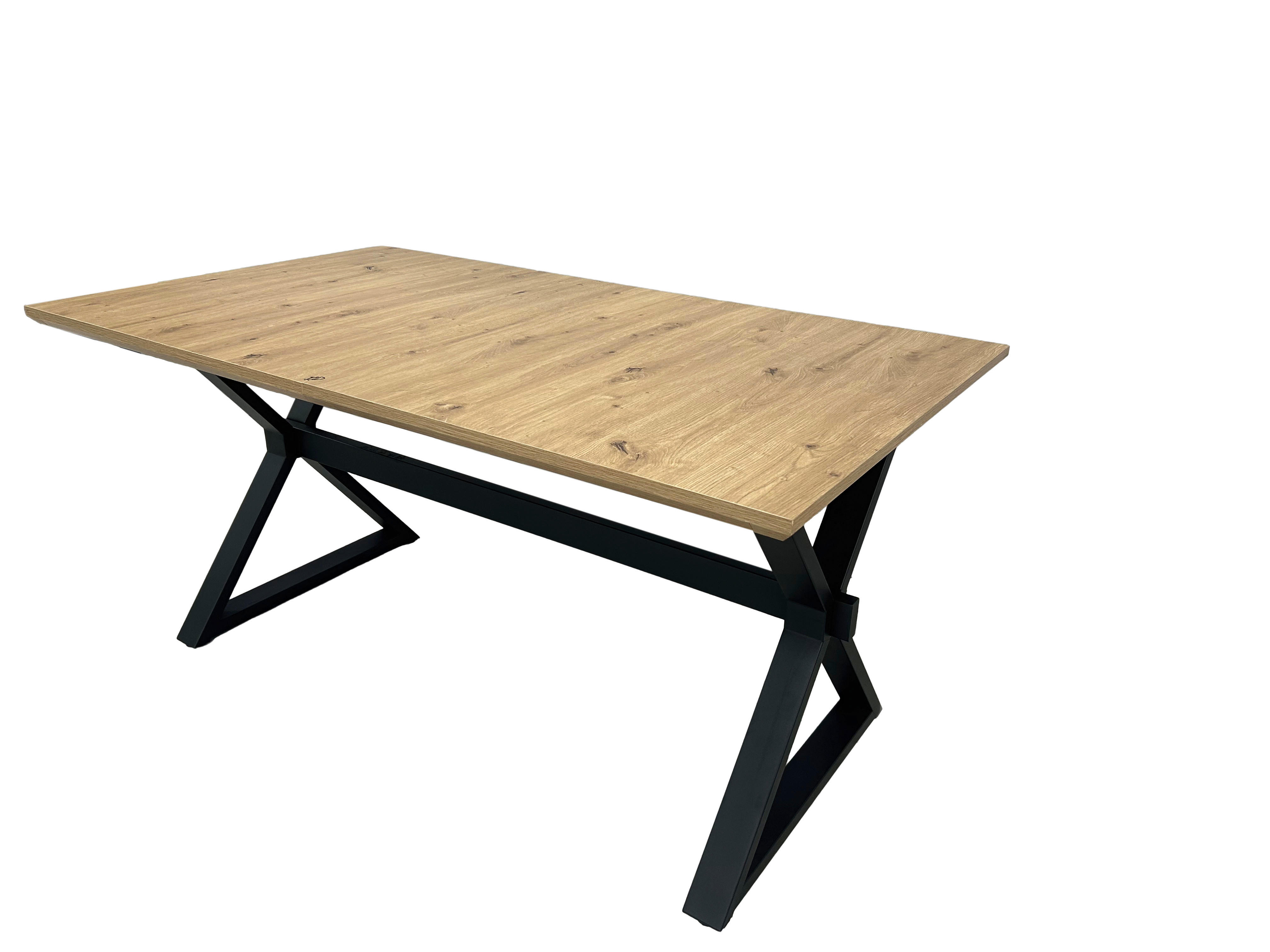 Esstisch Paddy Eiche Wildeiche hell Nachbildung B/T: ca. 160x90 cm Paddy - Eiche/schwarz (160,00/90,00cm)