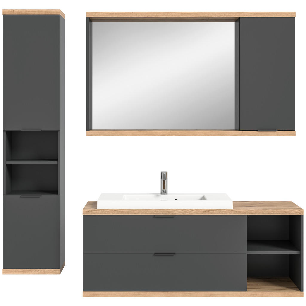 Thumbnail - Badezimmer-Set Nuaro anthrazit Nox Oak Nachbildung B/H/T: ca. 185x190x31 cm