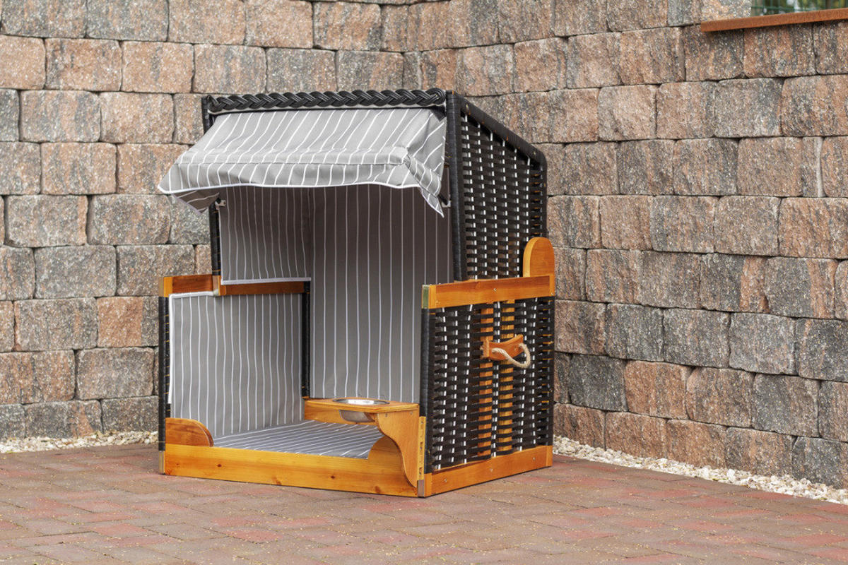 Hundestrandkorb braun Holz B/H/T: ca. 75x95x65 cm Hundestrandkorb_inkl._SH - braun/schwarz (75,00/95,00/65,00cm)