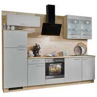 Express Küchenblock Clean hellgrau Lacklaminat supermatt B/H/T: ca. 280x225x60 cm Clean - hellgrau/Eiche (280,00/225,00/60,00cm) - Express