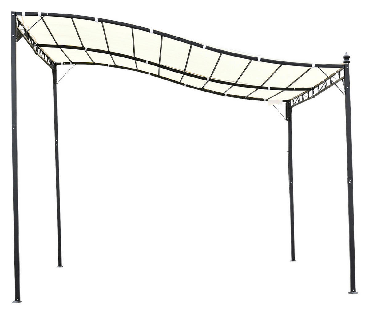Outsunny Terrassenüberdachung creme Eisen B/H/L: ca. 297x245x297 cm Terrassenüberdachung - creme/schwarz (297,00/297,00/245,00cm) - Outsunny