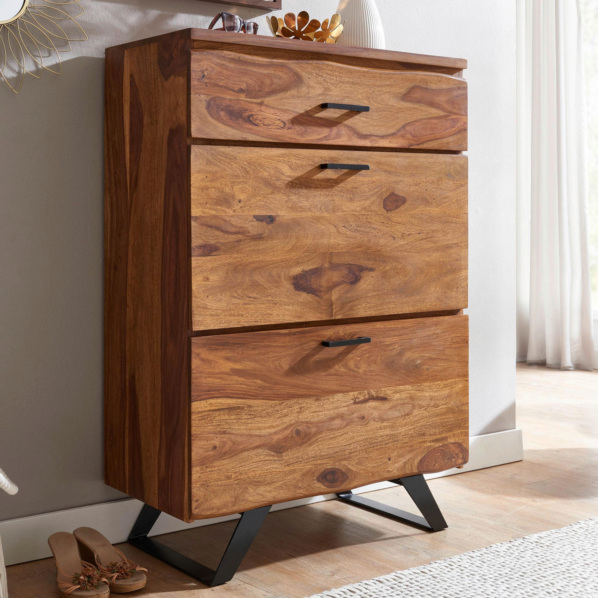 Kommode rosenholz Nachbildung B/H/T: ca. 80x40x120 cm Kommode - rosenholz (80,00/40,00/120,00cm) - Wohnling