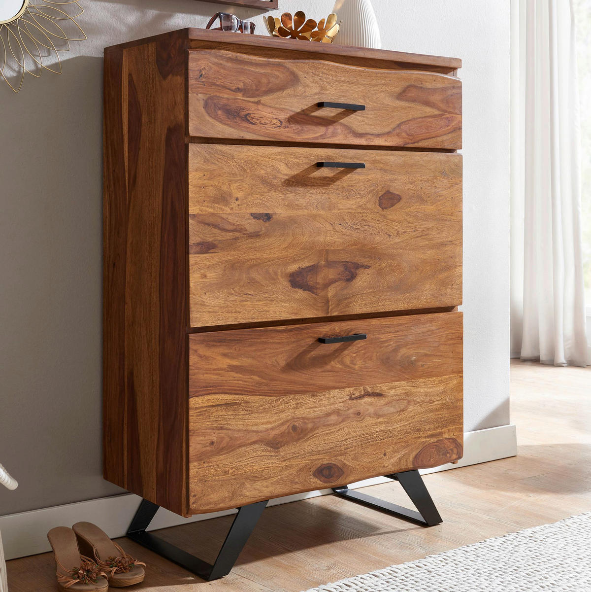 Kommode rosenholz Nachbildung B/H/T: ca. 80x40x120 cm Kommode - rosenholz (80,00/40,00/120,00cm) - Wohnling