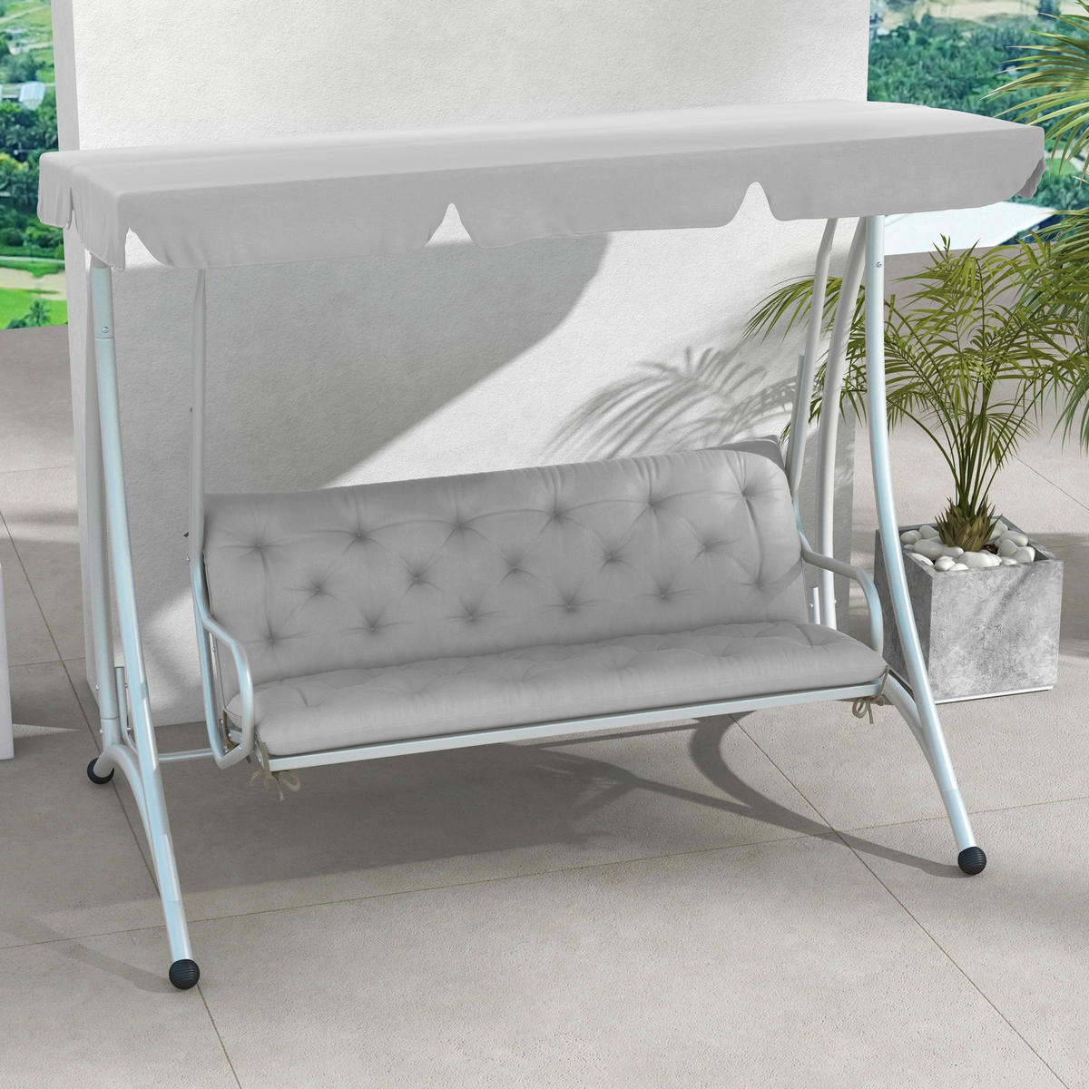 Outsunny Bankauflage hellgrau Schaumstoff B/H/L: ca. 98x8x150 cm Bankauflage - hellgrau (150,00/98,00/8,00cm) - Outsunny