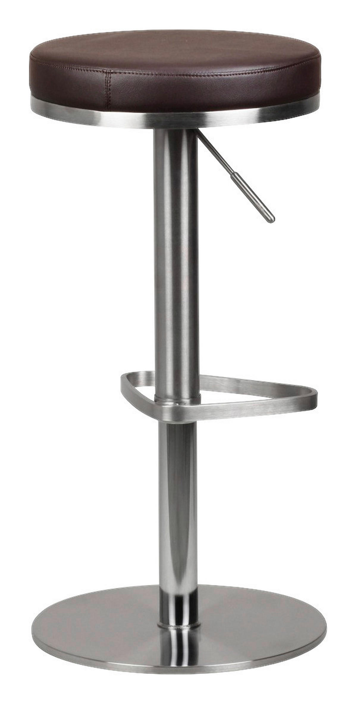 Barhocker dunkelbraun Edelstahl Kunstleder Edelstahl Edelstahl Barhocker - dunkelbraun/Edelstahl - Wohnling