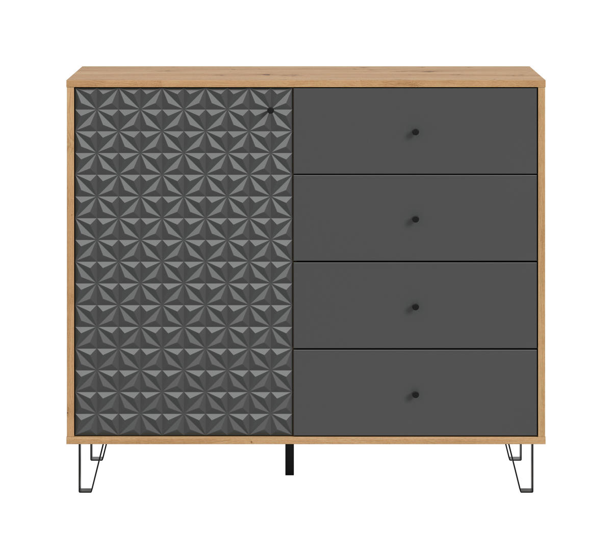 Highboard PRISMA Artisan Oak Nachbildung anthrazit matt B/H/T: ca. 110x96x40 cm PRISMA - anthrazit (110,00/96,00/40,00cm) - xonox.home