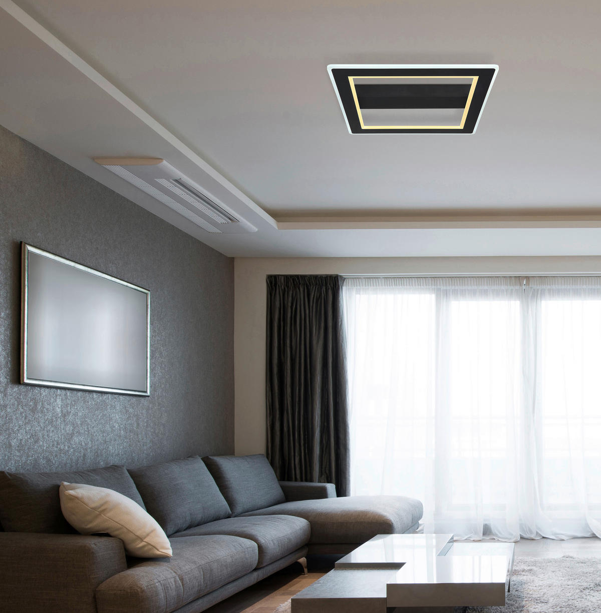GLOBO LED-Deckenleuchte schwarz Metall B/H/T: ca. 45x5x45 cm MATTIA - schwarz (45,00/5,00/45,00cm) - GLOBO