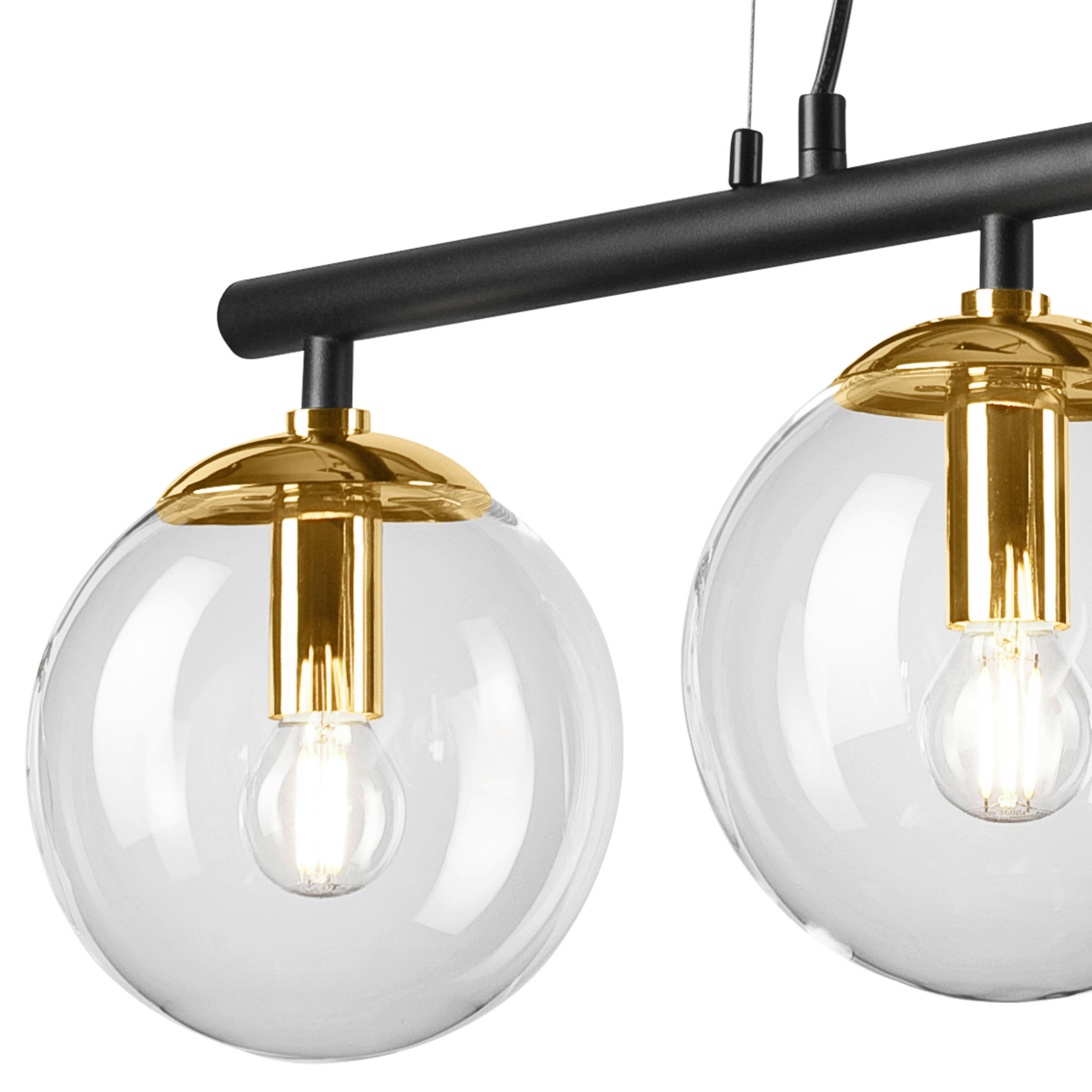 Lamkur Deckenleuchte gold Stahl Glas B/H/L: ca. 12x150x70 cm E14 3 Brennstellen ELOISE - gold (70,00/12,00/150,00cm) - Lamkur