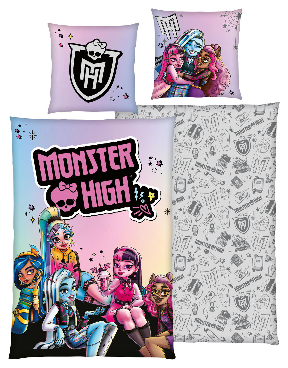 Baumwoll Wende Bettwäsche Monster High Renforce Multi Baumwolle B/L: ca. 135x200 cm Monster High - Multi (135,00/200,00cm)