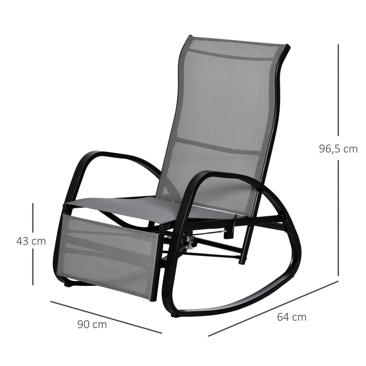 Outsunny Schaukelstuhl grau Metall B/H/L: ca. 64x96,5x90 cm Schaukelstuhl - grau (90,00/64,00/96,50cm) - Outsunny