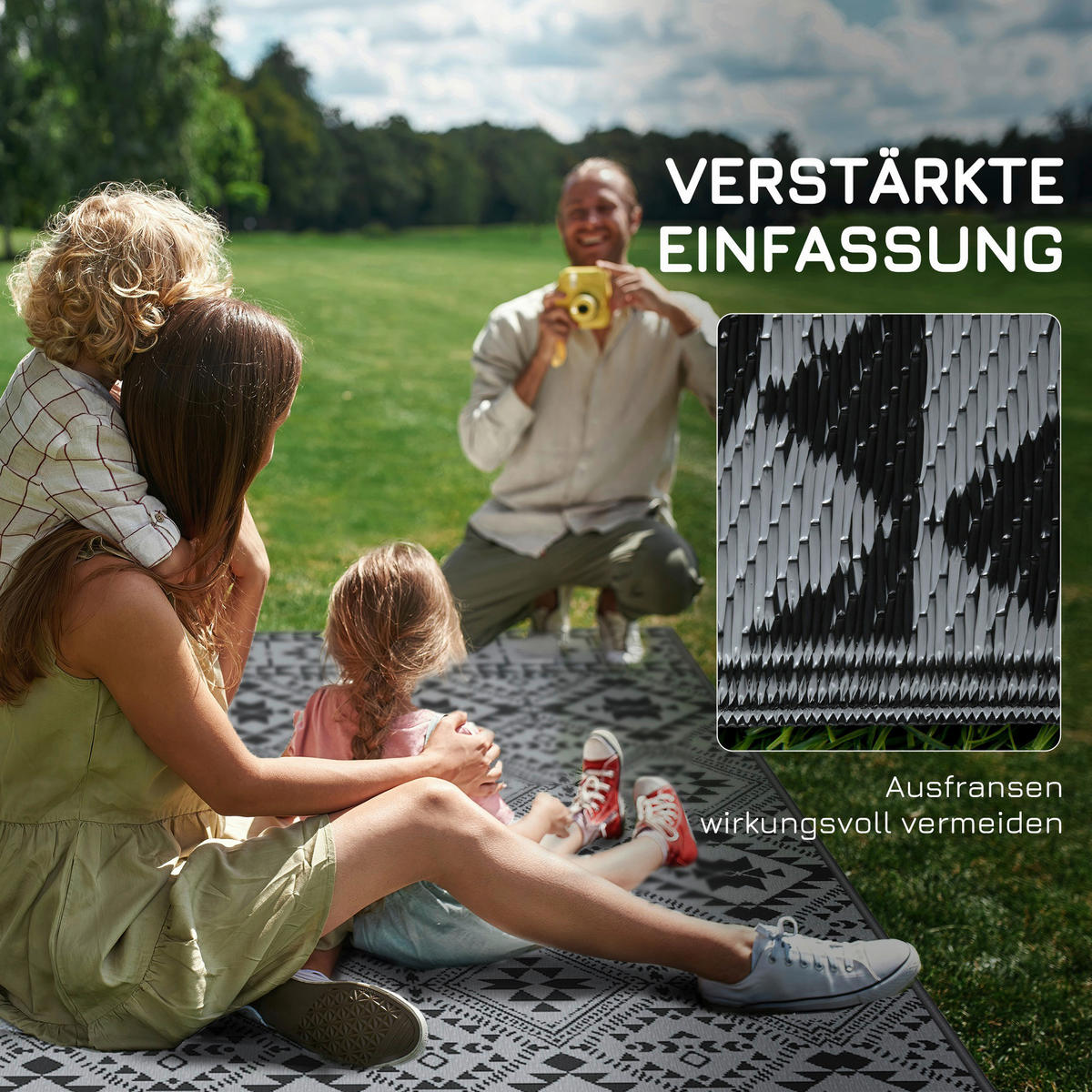 Outsunny Outdoor-Teppich grau B/H/L: ca. 274x182x0,3 cm Outdoor-Teppich - schwarz/grau (0,30/274,00/182,00cm) - Outsunny