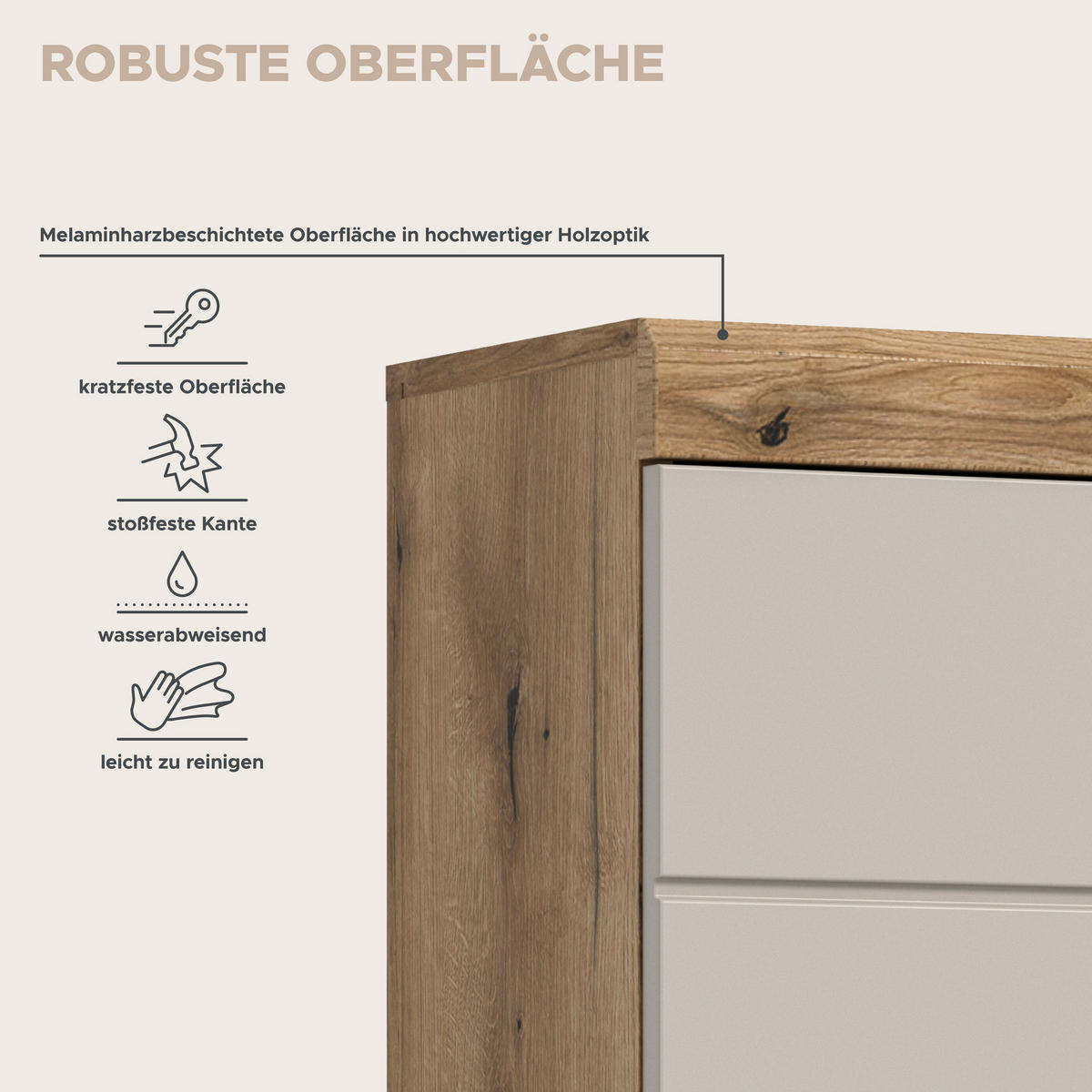 Badhängeschrank Scout Evoke Oak Nachbildung Kaschmirgrau Nachbildung B/H/T: ca. 37x79x24 cm Scout - Kaschmirgrau (37,00/79,00/24,00cm) - xonox.home